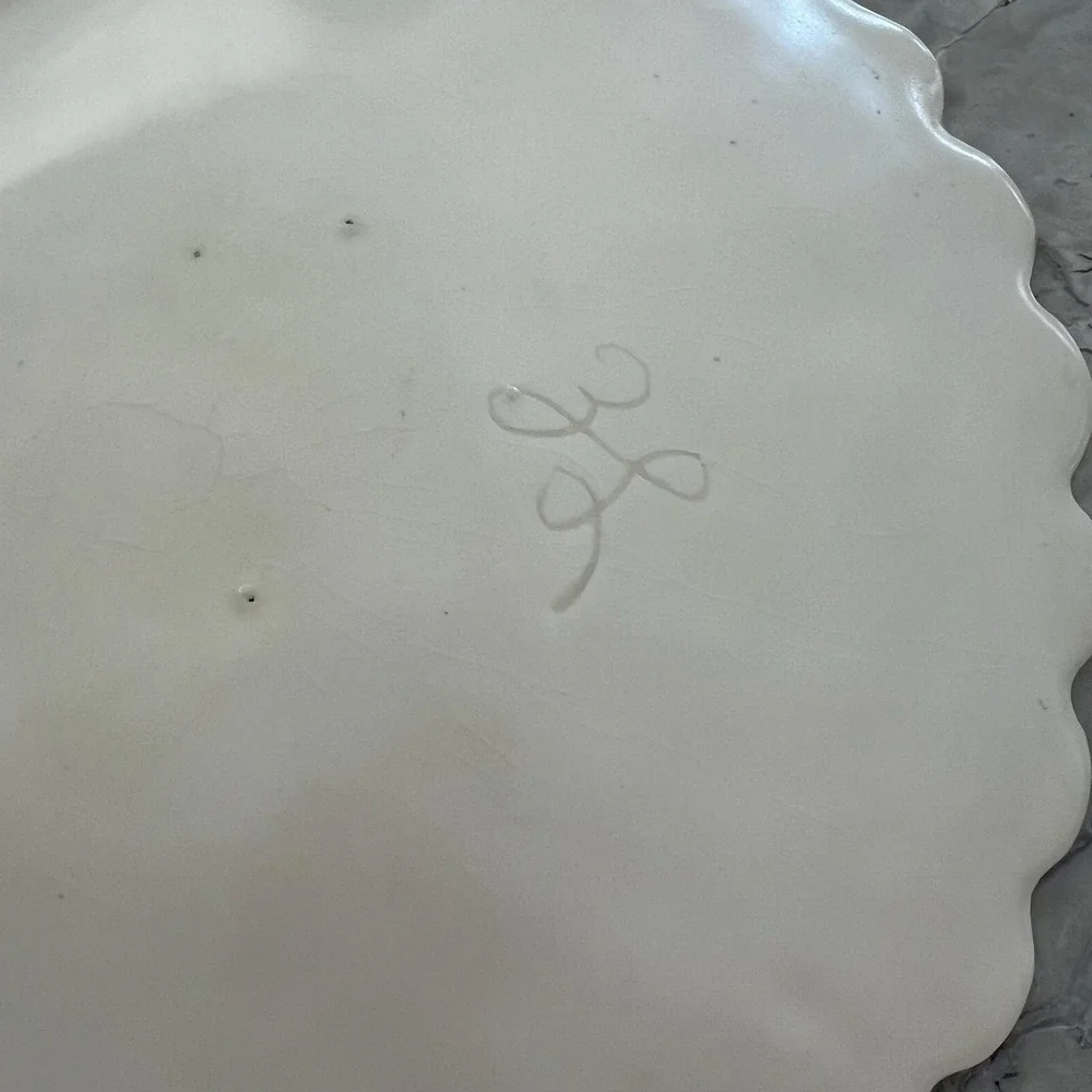 Handmade pink shell‎ platter signed